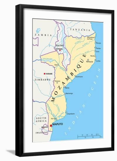 Mozambique Political Map-Peter Hermes Furian-Framed Art Print