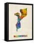 Mozambique Watercolor Map-Michael Tompsett-Framed Stretched Canvas