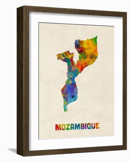 Mozambique Watercolor Map-Michael Tompsett-Framed Art Print