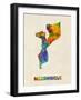 Mozambique Watercolor Map-Michael Tompsett-Framed Art Print