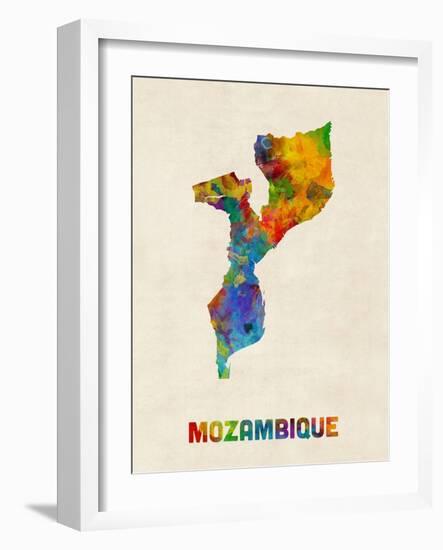 Mozambique Watercolor Map-Michael Tompsett-Framed Art Print