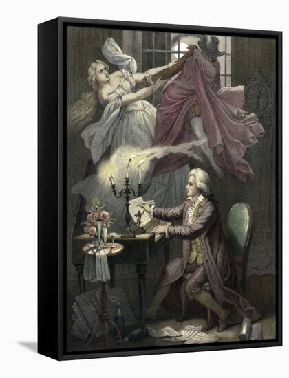 Mozart Composes Act 1 of the Opera Don Giovanni, C19th-Theodor Mintrop-Framed Stretched Canvas