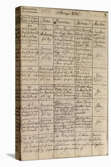 Mozart's Entry in the Baptismal Register, 1756-Austrian School-Stretched Canvas