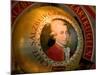 Mozart's Face on Chocolate Wrapper, Salzburg, Austria-David Barnes-Mounted Photographic Print