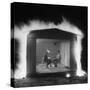 Mr. and Mrs. Andrew Andeck Nonchalantly Playing Double Solitaire While Safelite Garage Flames-Allan Grant-Stretched Canvas