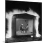 Mr. and Mrs. Andrew Andeck Nonchalantly Playing Double Solitaire While Safelite Garage Flames-Allan Grant-Mounted Photographic Print