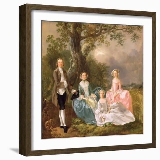 Mr and Mrs John Gravenor and their Daughters, Elizabeth and Ann-Thomas Gainsborough-Framed Giclee Print