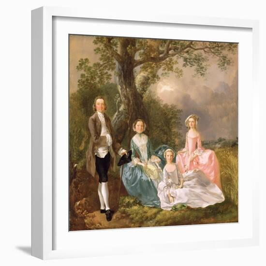 Mr and Mrs John Gravenor and their Daughters, Elizabeth and Ann-Thomas Gainsborough-Framed Giclee Print