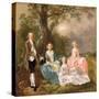 Mr and Mrs John Gravenor and their Daughters, Elizabeth and Ann-Thomas Gainsborough-Stretched Canvas