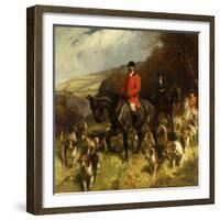 Mr and Mrs Lewis Priestman on Hunters with the Braes of Derwent Hunt in a Landscape-John Charlton-Framed Giclee Print