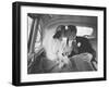 Mr. and Mrs. Thomas Beagan Jr. Kissing in Back of Car after their Wedding Ceremony-Ed Clark-Framed Premium Photographic Print