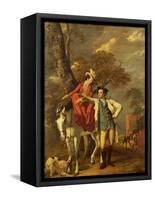 Mr. and Mrs. Thomas Coltman About to Set out on a Ride, Full Length-Joseph Wright of Derby-Framed Stretched Canvas