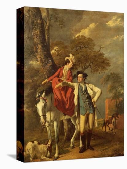 Mr. and Mrs. Thomas Coltman About to Set out on a Ride, Full Length-Joseph Wright of Derby-Stretched Canvas