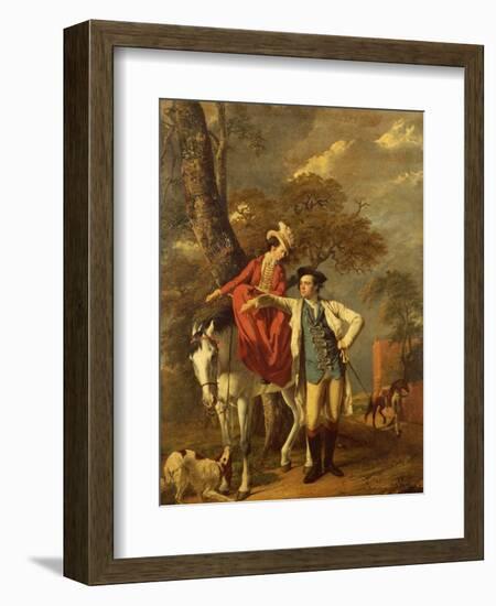 Mr. and Mrs. Thomas Coltman About to Set out on a Ride, Full Length-Joseph Wright of Derby-Framed Giclee Print