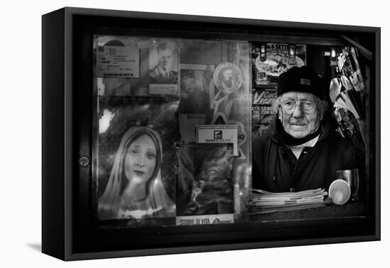 Mr. Antonio in His Small Kiosk.-Antonio Grambone-Framed Stretched Canvas