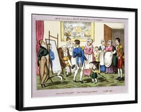 Mr B. Promoted to Lieut. and First Putting on His Uniform, 1835 (Hand-Coloured Aquatint)-George Cruikshank-Framed Giclee Print