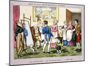 Mr B. Promoted to Lieut. and First Putting on His Uniform, 1835 (Hand-Coloured Aquatint)-George Cruikshank-Mounted Giclee Print