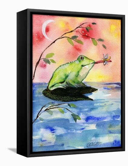 Mr Bullfrog with Firefly-sylvia pimental-Framed Stretched Canvas