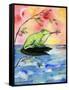 Mr Bullfrog with Firefly-sylvia pimental-Framed Stretched Canvas