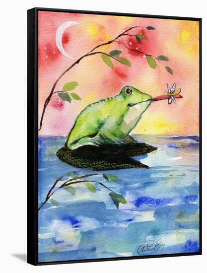 Mr Bullfrog with Firefly-sylvia pimental-Framed Stretched Canvas