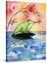 Mr Bullfrog with Firefly-sylvia pimental-Stretched Canvas