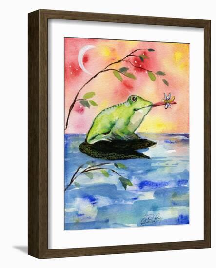 Mr Bullfrog with Firefly-sylvia pimental-Framed Art Print