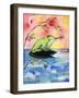 Mr Bullfrog with Firefly-sylvia pimental-Framed Art Print