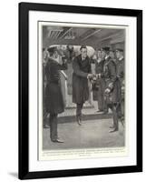 Mr Chamberlain's Departure for South Africa, Going on Board the Good Hope-William T. Maud-Framed Giclee Print