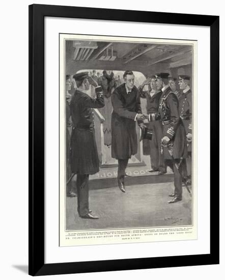 Mr Chamberlain's Departure for South Africa, Going on Board the Good Hope-William T. Maud-Framed Giclee Print