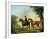 Mr. Crewe's Hunters with a Groom Near a Wooden Barn-George Stubbs-Framed Giclee Print