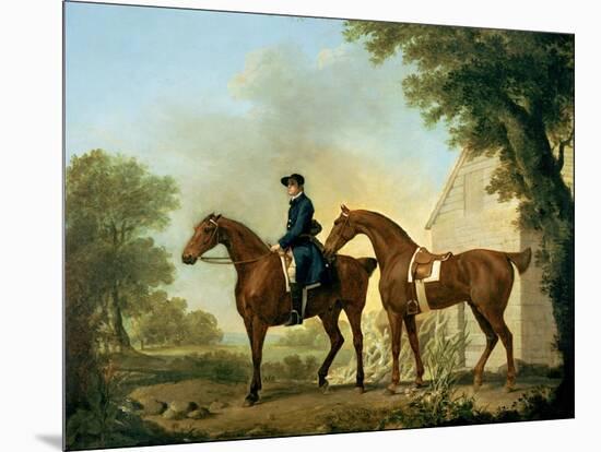 Mr. Crewe's Hunters with a Groom Near a Wooden Barn-George Stubbs-Mounted Giclee Print
