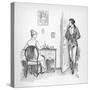 Mr. Darcy Enters a Room in Which Elizabeth Bennet is Seated at Her Writing Desk-Hugh Thomson-Stretched Canvas