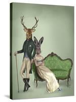 Mr Deer and Mrs Rabbit-Fab Funky-Stretched Canvas