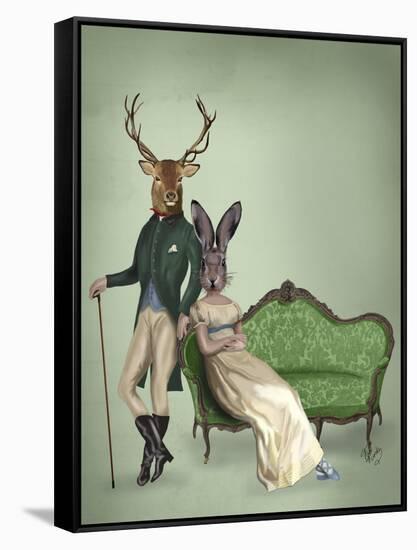 Mr Deer and Mrs Rabbit-Fab Funky-Framed Stretched Canvas