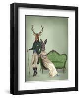 Mr Deer and Mrs Rabbit-Fab Funky-Framed Art Print