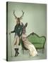 Mr Deer and Mrs Rabbit-Fab Funky-Stretched Canvas