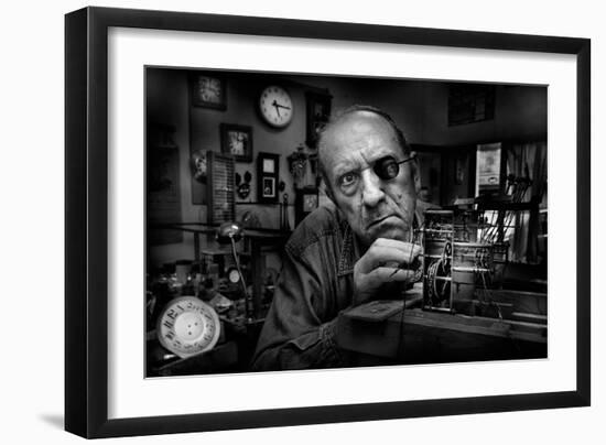 Mr. Domenico, the Watchmaker, to Work with Complicated Mechanisms-Antonio Grambone-Framed Photographic Print