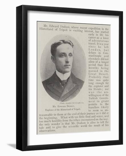 Mr Edward Dodson, Explorer of the Hinterland of Tripoli-null-Framed Giclee Print