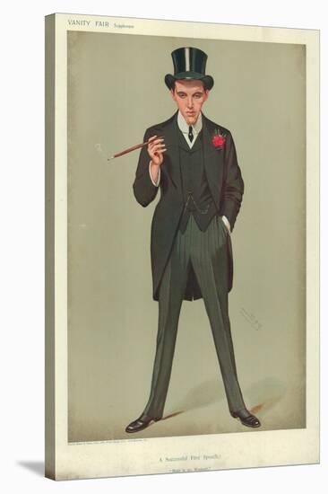 Mr F E Smith, a Successful First Speech, Moab Is My Washpot, 16 January 1907, Vanity Fair Cartoon-Sir Leslie Ward-Stretched Canvas