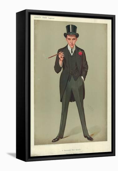 Mr F E Smith, a Successful First Speech, Moab Is My Washpot, 16 January 1907, Vanity Fair Cartoon-Sir Leslie Ward-Framed Stretched Canvas