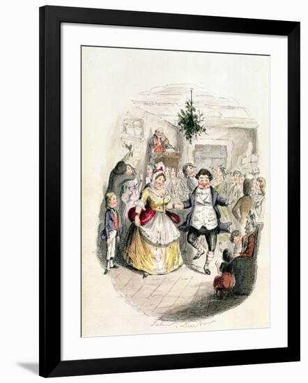 Mr. Fezziwig's Ball, from "A Christmas Carol" by Charles Dickens (1812-70) 1843-John Leech-Framed Giclee Print