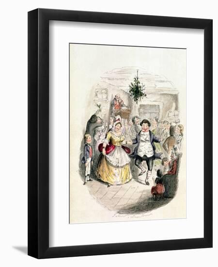 Mr. Fezziwig's Ball, from "A Christmas Carol" by Charles Dickens (1812-70) 1843-John Leech-Framed Giclee Print