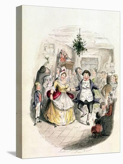 Mr. Fezziwig's Ball, from "A Christmas Carol" by Charles Dickens (1812-70) 1843-John Leech-Stretched Canvas