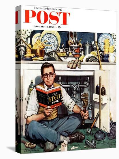 "Mr. Fix-It" Saturday Evening Post Cover, January 14, 1956-Stevan Dohanos-Stretched Canvas