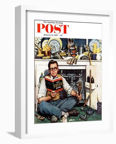 "Mr. Fix-It" Saturday Evening Post Cover, January 14, 1956-Stevan Dohanos-Framed Giclee Print