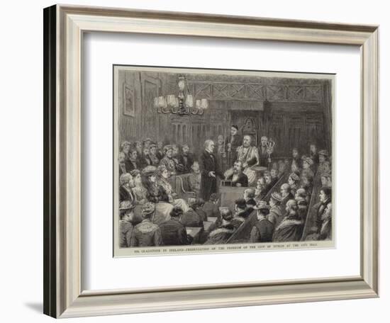 Mr Gladstone in Iraland, Presentation of the Freedom of the City of Dublin at the City Hall-George Goodwin Kilburne-Framed Giclee Print