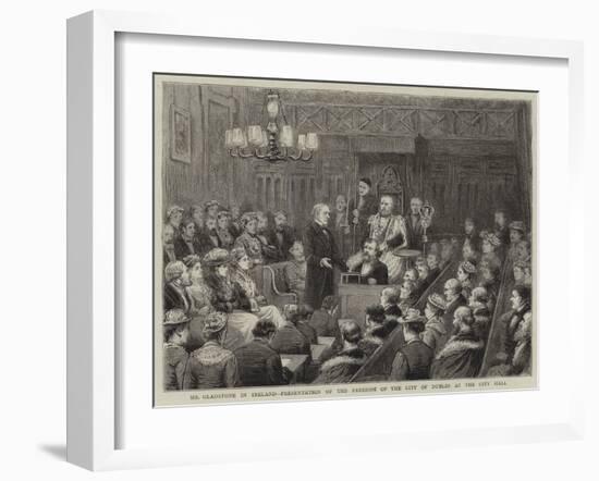 Mr Gladstone in Iraland, Presentation of the Freedom of the City of Dublin at the City Hall-George Goodwin Kilburne-Framed Giclee Print