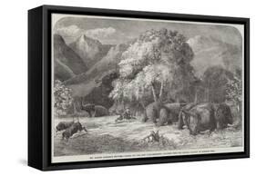 Mr Gordon Cumming's Lecture, Riding Out the Best Ivory-Elephant, Shooting from the Saddle-Harrison William Weir-Framed Stretched Canvas