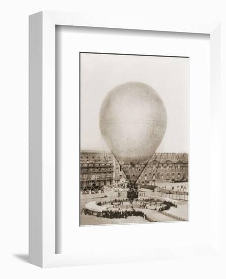 Mr. Henry Giffard's Balloon at the Tuilleries, 1878-null-Framed Art Print