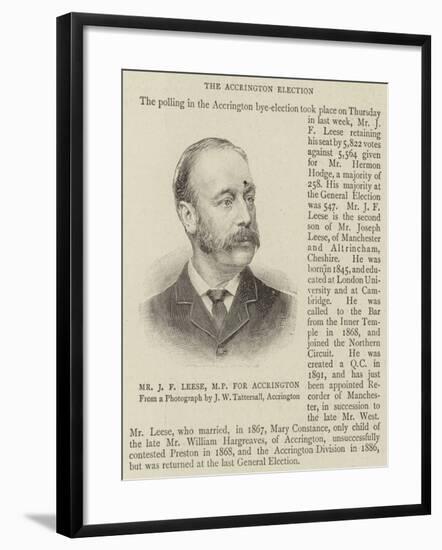 Mr J F Leese, Mp for Accrington-null-Framed Giclee Print